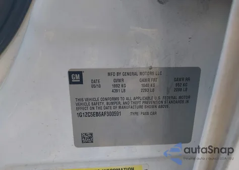 2010 Chevrolet Malibu Lt from USA, damaged, VIN 1G1ZC5EB6AF300591